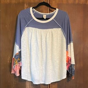 We the Free top with patchwork flutter sleeves size M
